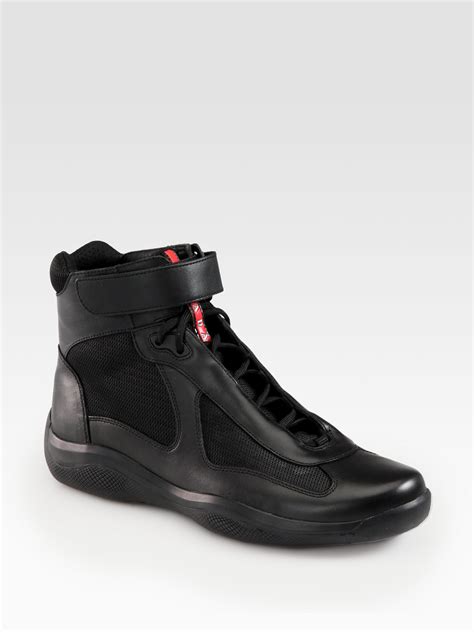 prada designer high top sneakers.